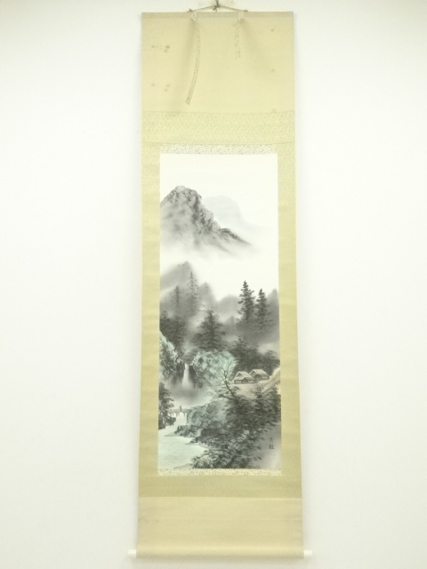 道具 ] - 道具 靖観筆 彩色山水 肉筆絹本掛軸（保護箱） | ネット